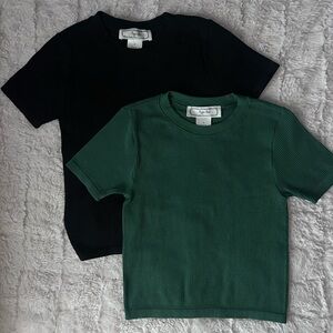 Two tops, black &  green. Brand “Hippie Rose”. Originally bought from “Jcpenney”